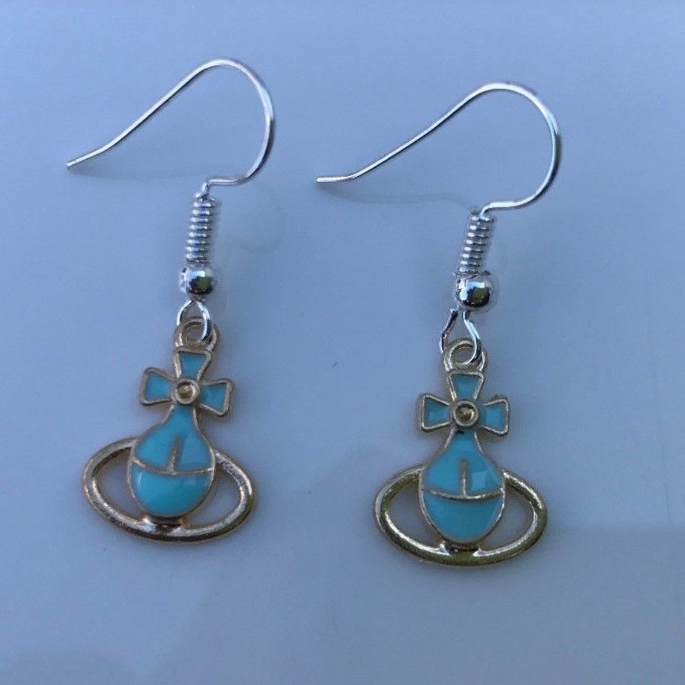 Women's Earrings Silver Plated Hook Bow-knot Blue